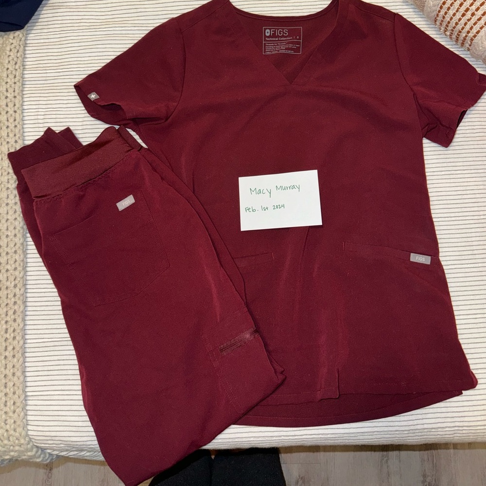 Figs Burgundy jogger pants
